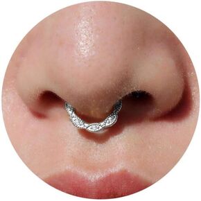 16G Flower Daith Hoop Earring Stacked Septum Ring Hinged Septum Clicker Nose Ring Piercing