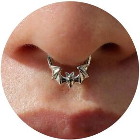 16G Flower Daith Hoop Earring Stacked Septum Ring Hinged Septum Clicker Nose Ring Piercing