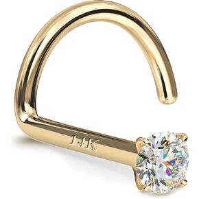 14K Gold Nose Rings Studs : Solid Gold 18G 20G Screw Nose Rings Simulated Diamond CZ Nose Studs Hypoallergenic Nose Piercings for Women Men 1.5/2/3mm in Kuwait