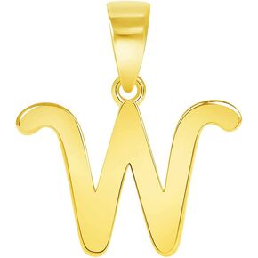 Solid 14k Yellow Gold Mini Uppercase Initial Script Letter Charm Pendant