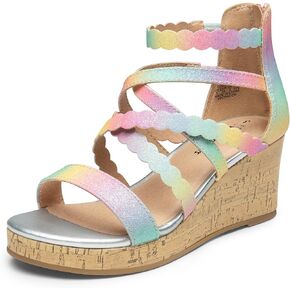 DREAM PAIRS Girls Wedge Sandals Summer Flatform Open Toe Platform Sandals