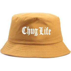Chug Life Unisex Fashion Printing Bucket Hat Spring Summer Sun Fisherman Cap for Women Outdoor Fisherman Hat Headwear