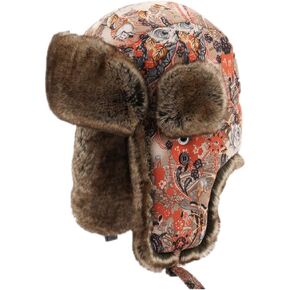 Unisex Winter Russian Trapper Ushanka Russian Hat with Fur Ear Flaps Trooper Hat for Skiing