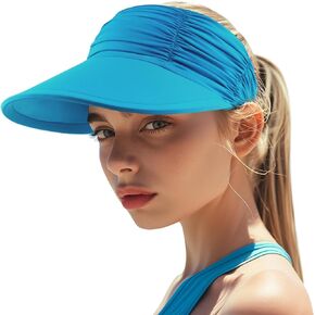 Koreshion Women's Sun Visor Hat Wide Brim Summer UPF 50+ UV Protection Visor Hat Adjustable Beach Sport Visor Cap