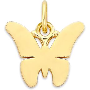 Solid Gold Butterfly Microcharm in 10k or 14k, Dainty Transformation Symbol Charm Symbol with Clasp
