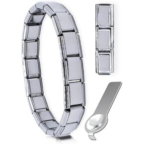 Fablinks Italian Charm Bracelet, 316 Stainless Steel Nomination Bracelets for Women, Starter Modular D Linq Jewelry Charms for Men