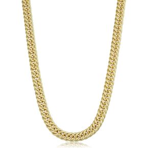 Solid 14k Yellow Gold Filled 7 mm Double Curb Link Chain Necklace | Statement Jewelry for Men and Women