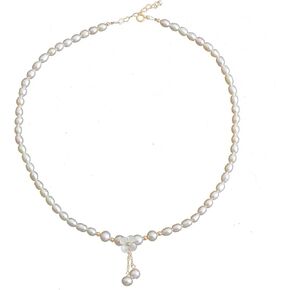 عقد من اللؤلؤ شرابة على شكل زهرة عتيقة، سلسلة بياقة قصيرة، مجوهرات نسائية متعددة الاستخدامات، هدية عيد الحب in Kuwait