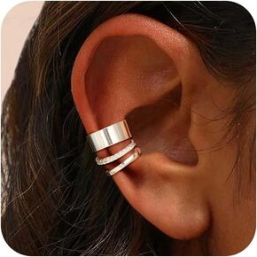Ear Cuffs for Women Non Piercing 14k Gold Cartilage Earring Silver Cubic Zirconia Sparkling Earrings Clip On Earrings for Women Hypoallergenic Hoop Earrings Fake Piercings for Women Teens Girls Gifts