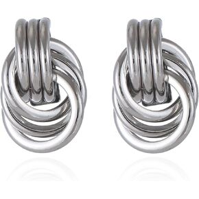 Gold/Silver Statement Geometric Earrings for Women Girls Chunky Gold Knot Link Drop Dangle Earrings Trendy Jewelry Gift in Kuwait