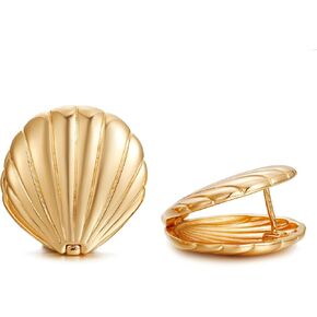 أقراط صدفة ذهبية للنساء أقراط صدفية أقراط للشاطئ أقراط مضادة للحساسية هدية مجوهرات صيفية in Kuwait