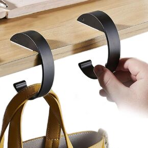 2PCS C Shape Purse Hook for Table Handbag Hanger for Desk Heavy Duty Purse Hook Floding Bag Holder Made of high-Strength Alloy Materials Can Hanger Various Heavy Items Foldable (C Shape(2 Black))