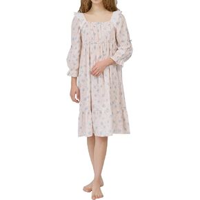 ULLALA Pajamas for Women Vintage Three-quarter sleeve 40'S Cotton Sofney One-Piece Baby Pink Soft Sleepwear 1Piece one Size in Kuwait