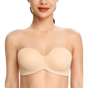 DotVol Women's Plus Size Unpadded Seamless Underwire Bandeau Minimizer Strapless Bra