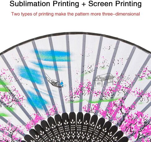 مروحة يد من الخيزران الحريري قابلة للطي للرجال/النساء، مروحة يدوية صينية/يابانية للهدايا، والرقص، والمهرجانات، والنوادي، والحدث، والحفلات، والديكور (الفراشات الوردية في الزهور-4) in Kuwait