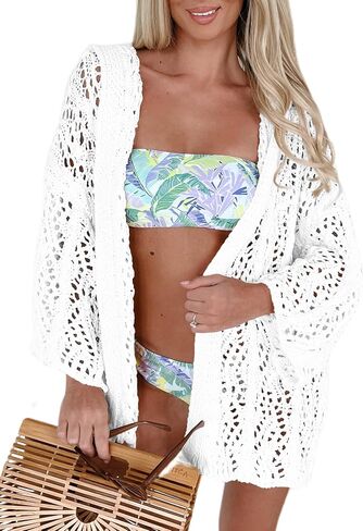 Women's Lightweight Crochet Cardigan Sweaters Long Sleeve Open Front Knit Summer Boho Hooded Beach Cover up in Saudi Arabia