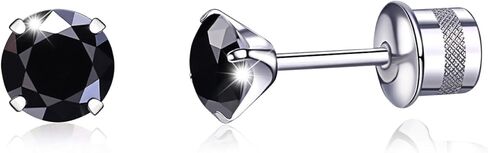 Titanium Earrings, Hypoallergenic Screw Back G23 Implant Grade 20G Titanium Simulated Diamond Earrings for Sensitive Ears 5mm 5A Cubic Zirconia Stud Earrings for Girls Women Men in Saudi Arabia