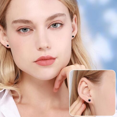 Titanium Earrings, Hypoallergenic Screw Back G23 Implant Grade 20G Titanium Simulated Diamond Earrings for Sensitive Ears 5mm 5A Cubic Zirconia Stud Earrings for Girls Women Men in Saudi Arabia