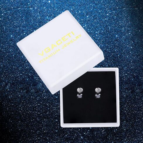 Titanium Earrings, Hypoallergenic Screw Back G23 Implant Grade 20G Titanium Simulated Diamond Earrings for Sensitive Ears 5mm 5A Cubic Zirconia Stud Earrings for Girls Women Men in Saudi Arabia