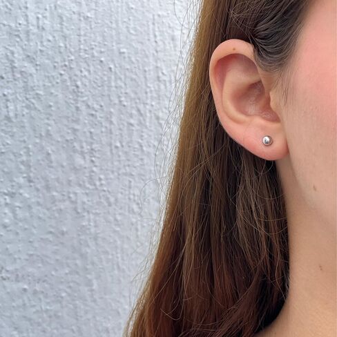 Sterling Silver Ball Stud Earrings, Water Resistant, Rhodium Plated over Sterling Silver in Saudi Arabia