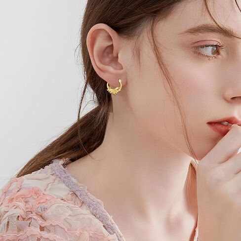 Gold Hoop Earrings 14K Gold Small Animal Hoop Earrings Fine Gold Mini Earrings Hoops Jewelry Gifts for Women Girls in Saudi Arabia