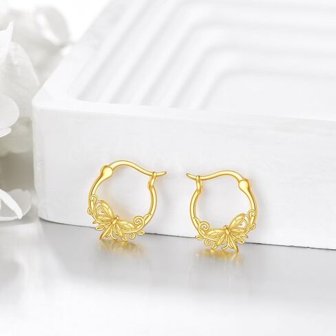 Gold Hoop Earrings 14K Gold Small Animal Hoop Earrings Fine Gold Mini Earrings Hoops Jewelry Gifts for Women Girls in Saudi Arabia