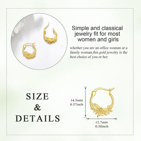 Gold Hoop Earrings 14K Gold Small Animal Hoop Earrings Fine Gold Mini Earrings Hoops Jewelry Gifts for Women Girls in Saudi Arabia