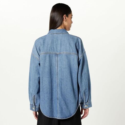 The Drop Women's Pilar Long Denim Shirt Jacket in Saudi Arabia