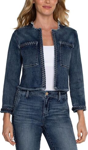 Liverpool Women's Jacket with Braid Detail Stretch Denim in Saudi Arabia