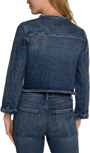 Liverpool Women's Jacket with Braid Detail Stretch Denim in Saudi Arabia