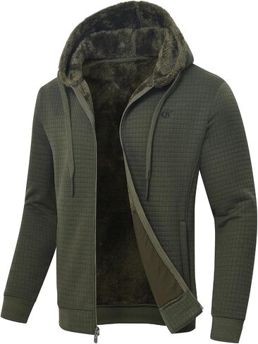 yuyangdpb Men's Zip Up Hoodie Heavyweight Fleece Sherpa Lined Sweatshirt Jackets Winter Warm Coats in Saudi Arabia