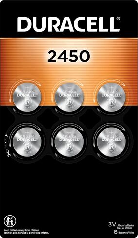 Duracell 2450 3V Lithium Battery, 6 Count Pack, Lithium Coin Battery for Medical and Fitness Devices, Watches, and More, CR Lithium 3 Volt Cell in Saudi Arabia