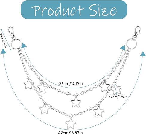 Hip Hop Pants Chain Jean Chain Star Punk Layered Keychains Silver Pocket Chain Cute Wallet Chain for Men and Women in Saudi Arabia