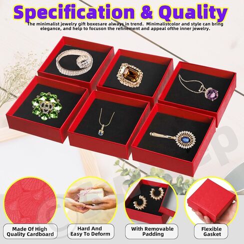 Swpeet 12Pcs Royal Blue 3.5×3.5×1 Inch Cardboard Jewelry Gift Boxes with Scissors and Polyester Ribbon, Necklace Earring Bracelet Boxes Gift Case Ideal for Jewelry Storage Packaging Display in Saudi Arabia