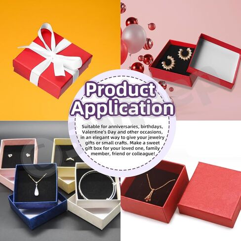 Swpeet 12Pcs Royal Blue 3.5×3.5×1 Inch Cardboard Jewelry Gift Boxes with Scissors and Polyester Ribbon, Necklace Earring Bracelet Boxes Gift Case Ideal for Jewelry Storage Packaging Display in Saudi Arabia