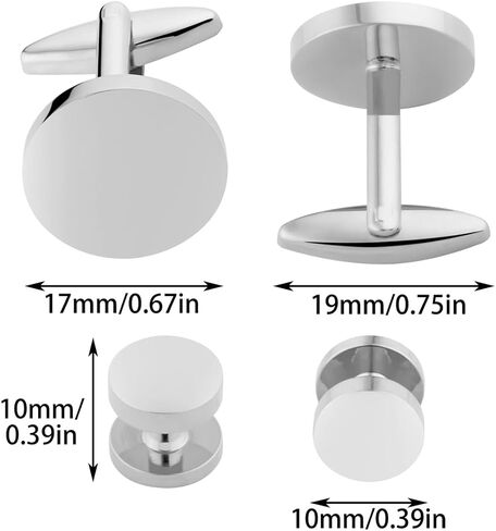Mens Cufflinks Stainless Steel Tuxedo Shirt Studs Set with Gift Box Silver Black Gold Cuff link Jewelry Gift Wedding Business in Kuwait