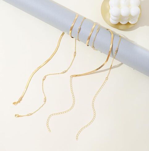 قطعتان من سلاسل الخصر المطلية بالذهب عيار 18 قيراط للنساء سلسلة بطن فيجارو لؤلؤية قابلة للتعديل للخصر سلسلة ذهبية CZ متعرجة للخصر سلسلة صيفية للشاطئ بيكيني مثير مجوهرات للجسم للنساء (25-43 بوصة) in Kuwait