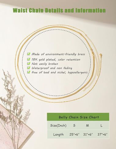 قطعتان من سلاسل الخصر المطلية بالذهب عيار 18 قيراط للنساء سلسلة بطن فيجارو لؤلؤية قابلة للتعديل للخصر سلسلة ذهبية CZ متعرجة للخصر سلسلة صيفية للشاطئ بيكيني مثير مجوهرات للجسم للنساء (25-43 بوصة) in Kuwait