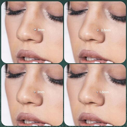 LOLIAS 14K الذهب شغل الأنف ترصيع 316L الجراحية الصلب حلقات الأنف الذهب الأزرار 6A تشيكوسلوفاكيا مقلد الماس المفتاح L على شكل ثقب الأنف حلقات الأنف هيبوالرجينيك للنساء الرجال 20G in Kuwait