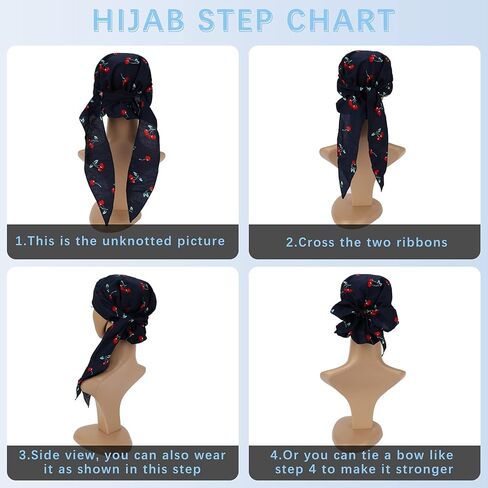 Ever Fairy Vintage شريط مرن واسع النطاق متعدد الوظائف لتساقط الشعر مطبوع عليه غطاء رأس للنساء وشاح رأس عمامة للنوم الليلي (عبوة من 3 ألوان أ) in Kuwait