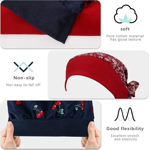 Ever Fairy Vintage شريط مرن واسع النطاق متعدد الوظائف لتساقط الشعر مطبوع عليه غطاء رأس للنساء وشاح رأس عمامة للنوم الليلي (عبوة من 3 ألوان أ) in Kuwait