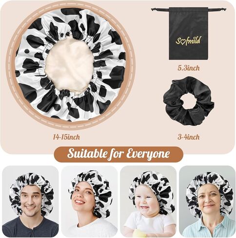 بونيه من الساتان الحريري الناعم، بونيه للنوم، قبعة من الساتان للنساء والرجال، قبعة نوم قابلة للتعديل in Kuwait