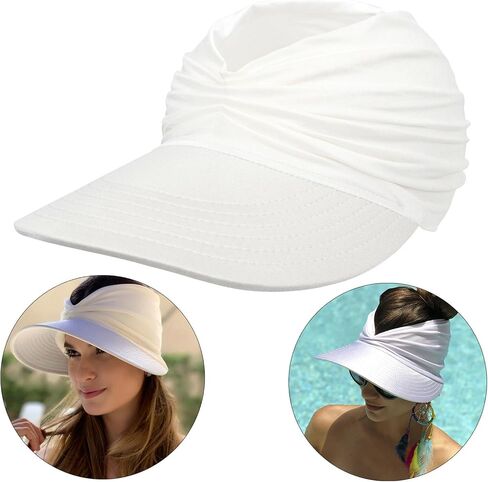 Sun Visor Hats for Women Beach Hat Packable Wide Brim UV Protection with Ponytail Hole Summer Sunhat for Sports in Saudi Arabia