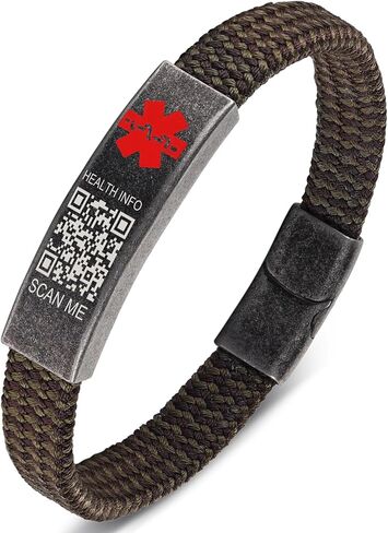 Upgraded Medical Bracelets Men Women with QR Code Medical Alert ID Bracelets - Titanium Steel Wristband Fits Wrists Up 8''-10'' - More Space Custom Emergency Medical ID Info in Saudi Arabia