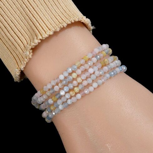 KALIFANO Faceted Gemstone 31" Necklace/Multi Wrap Bracelet with 3mm Natural Beads - AAA+ Genuine Handcrafted Versatile Crystal Jewelry in Saudi Arabia