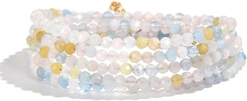 KALIFANO Faceted Gemstone 31" Necklace/Multi Wrap Bracelet with 3mm Natural Beads - AAA+ Genuine Handcrafted Versatile Crystal Jewelry in Saudi Arabia
