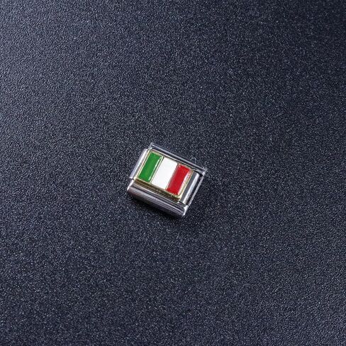 Fablinks Italian Bracelet Charms, 9mm Stainless Steel Flag Charm Link Jewelry for Women, Ethnic Pride Country Flags Enamel Links for Men in Saudi Arabia