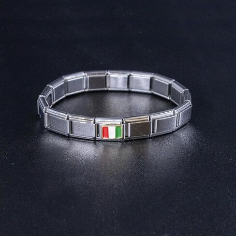 Fablinks Italian Bracelet Charms, 9mm Stainless Steel Flag Charm Link Jewelry for Women, Ethnic Pride Country Flags Enamel Links for Men in Saudi Arabia