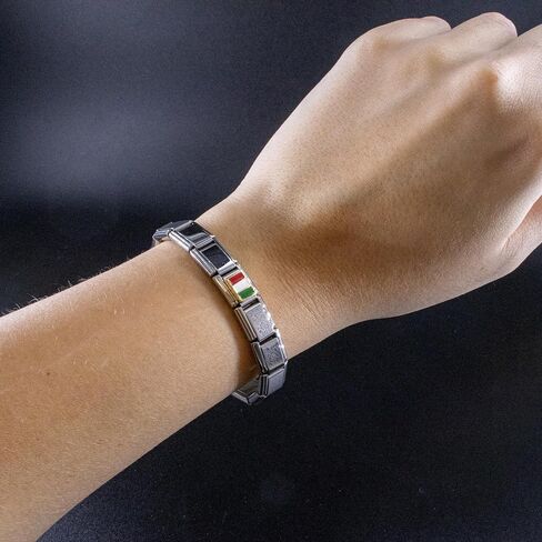 Fablinks Italian Bracelet Charms, 9mm Stainless Steel Flag Charm Link Jewelry for Women, Ethnic Pride Country Flags Enamel Links for Men in Saudi Arabia