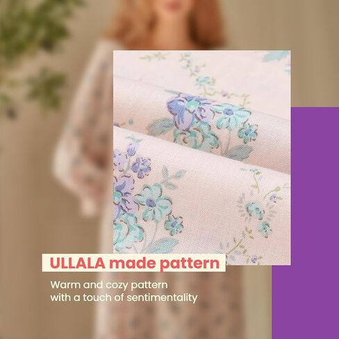 بيجامة ULLALA للنساء عتيقة بأكمام ثلاثة أرباع 40 قطعة قطن سوفني قطعة واحدة ملابس نوم ناعمة وردية اللون قطعة واحدة مقاس واحد in Kuwait